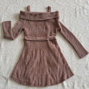 Rare Editions Girls Mauve Knit Off-Shoulder Dress Size 16
